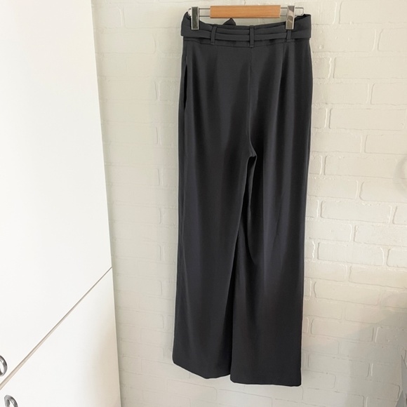 Aritzia Babaton Quillian Pants Charcoal Gray Tie Waist Wide Leg Size 4 - Picture 14 of 16